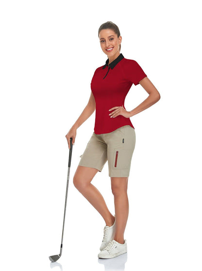 Red Short-sleeve Golf Polo for Women