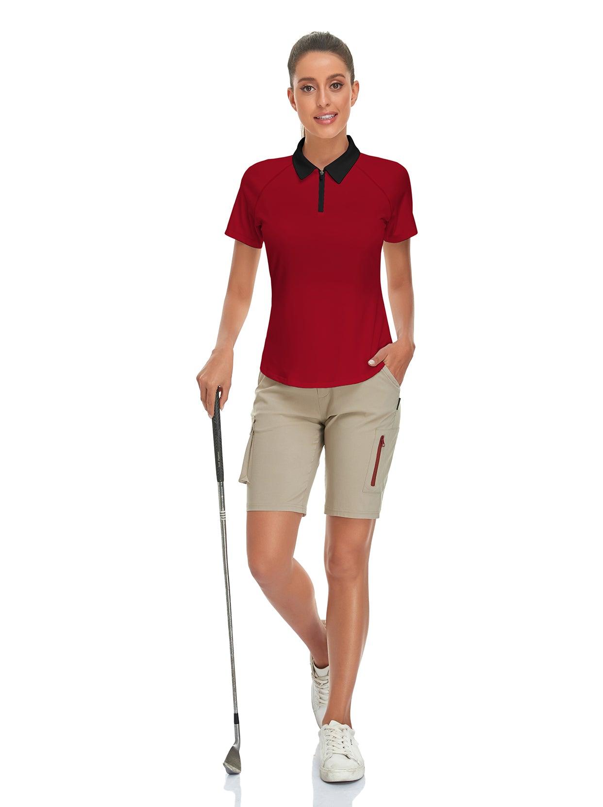 Red Short-sleeve Golf Polo for Women