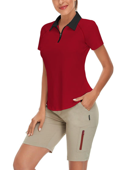 Red Short-sleeve Golf Polo for Women