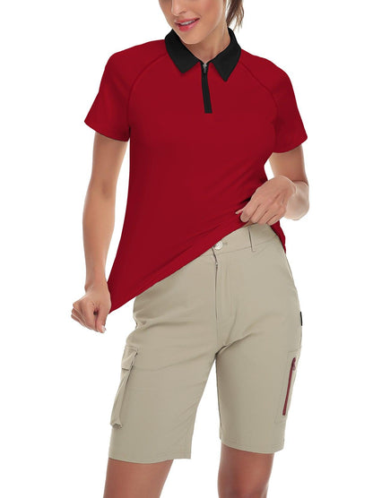 Red Short-sleeve Golf Polo for Women