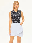 Coconut Tree and Pineapple Quarter-zip Sleeveless Polo Shirt