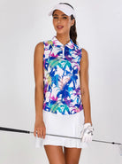 Colorful Leaves Quarter-zip Sleeveless Golf Polo Shirt