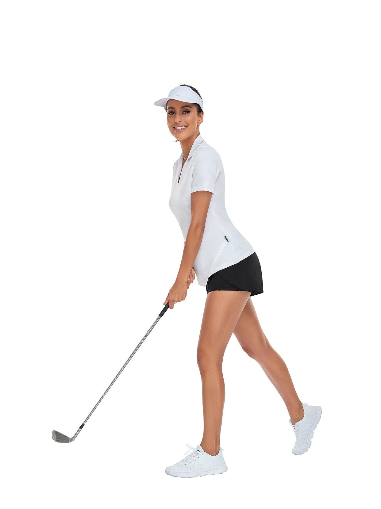 White Short Sleeve Golf Shirt for Women