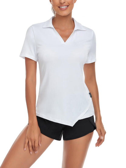 White Short Sleeve Golf Shirt for Women