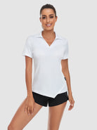 White Short Sleeve Golf Shirt for Women