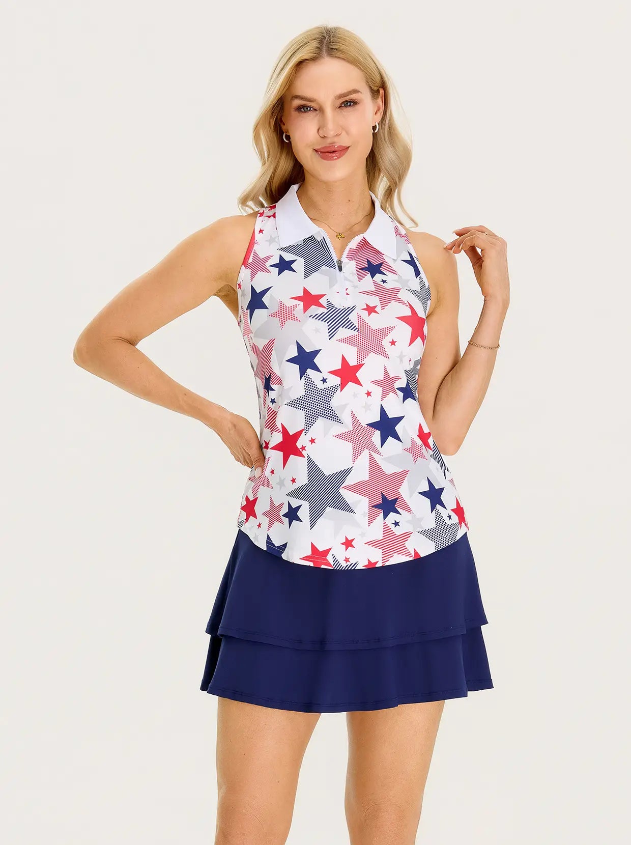 Stars Racerback Sleeveless Athletic Polo Shirt