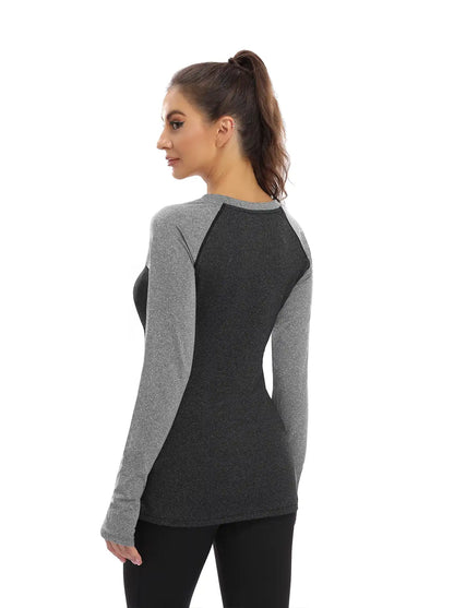 Crew-neck Long-sleeve Thermal Top for Women