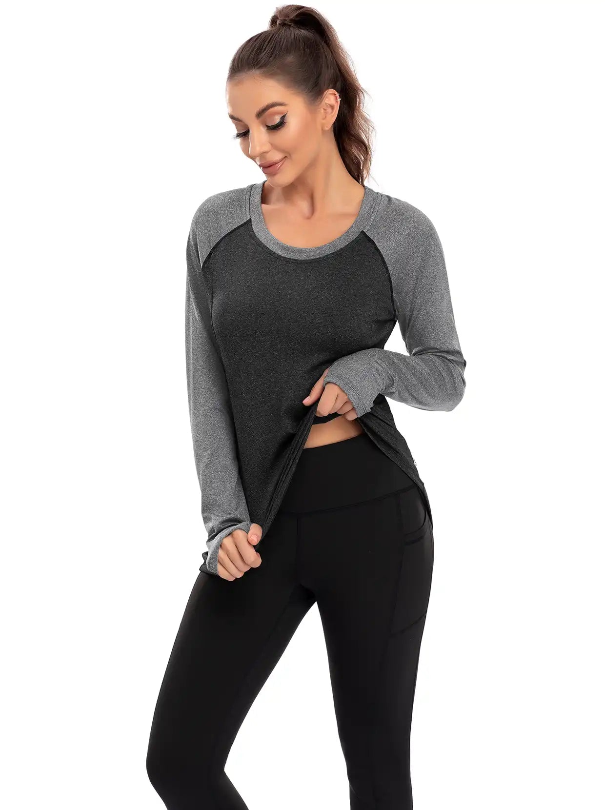 Crew-neck Long-sleeve Thermal Top for Women