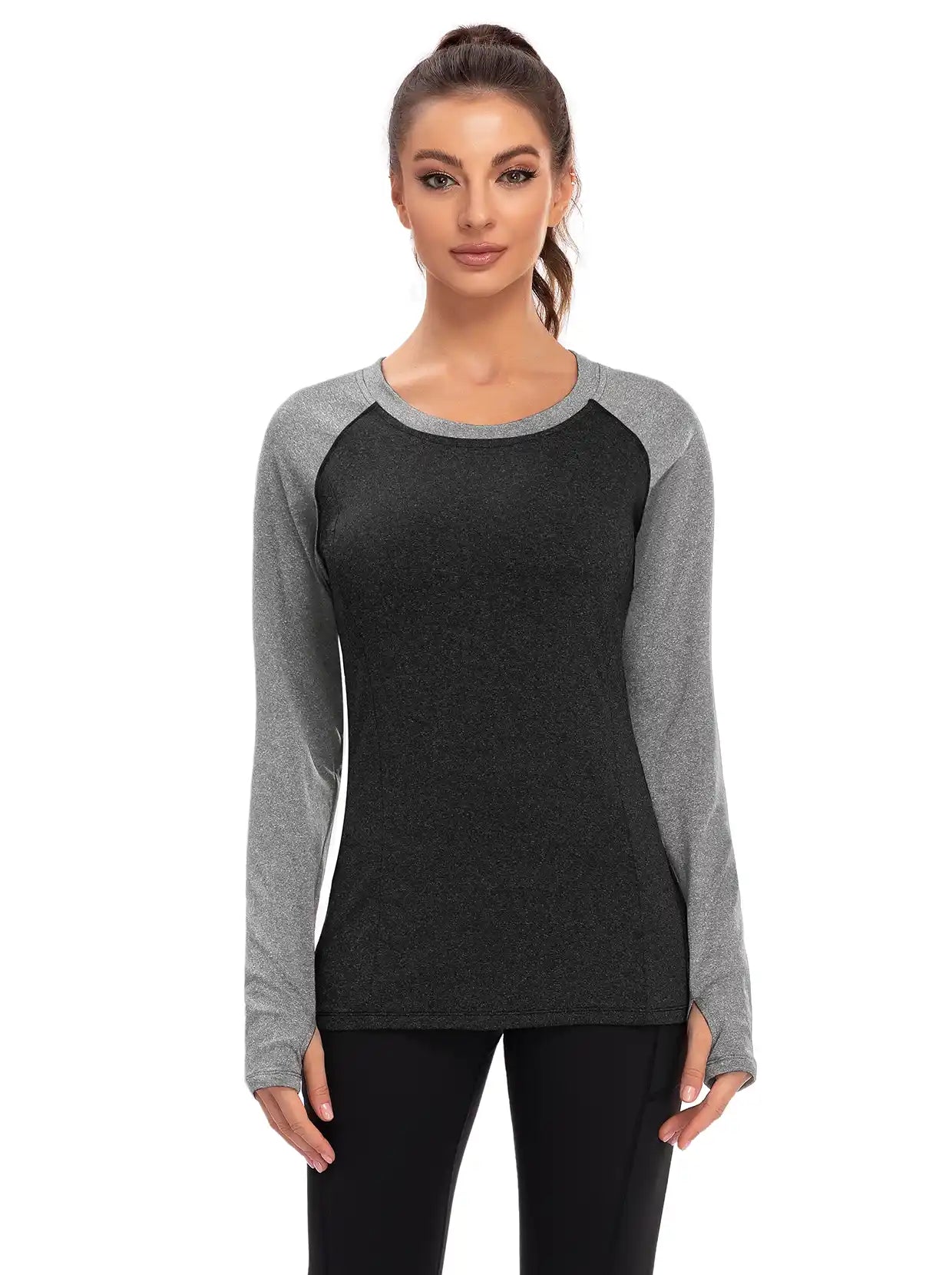 Crew-neck Long-sleeve Thermal Top for Women