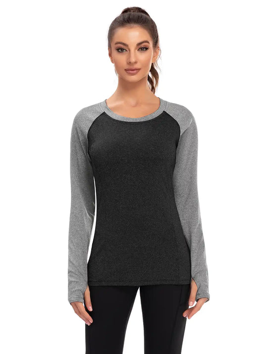 Crew-neck Long-sleeve Thermal Top for Women