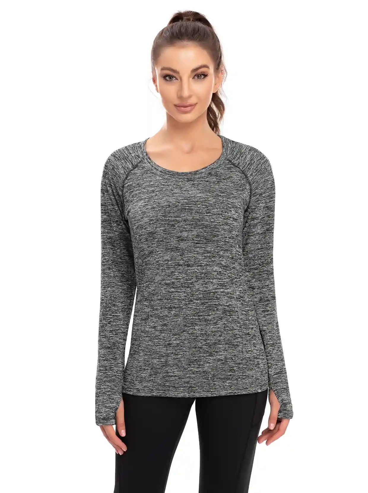 Crew-neck Long-sleeve Thermal Top for Women