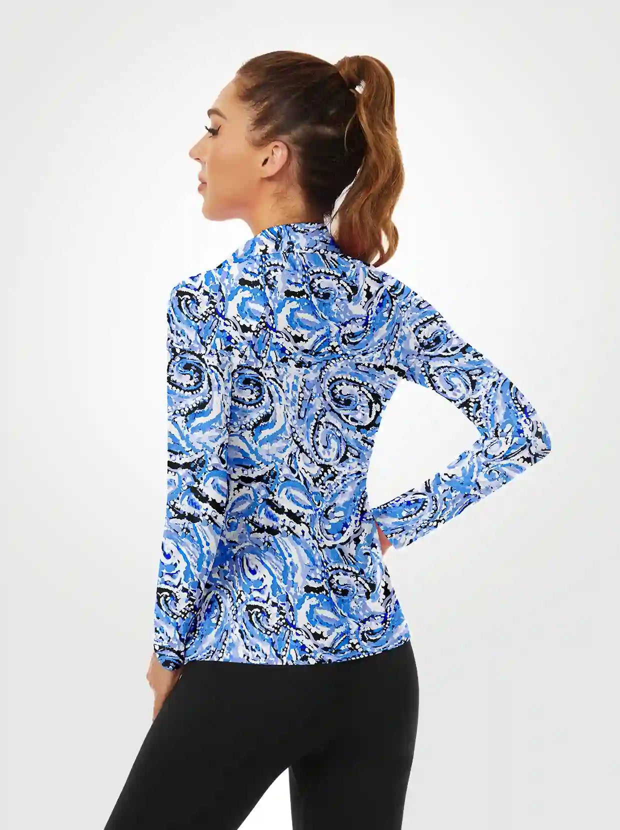 Abstract Quarterzip Long-sleeve Shirt for Women