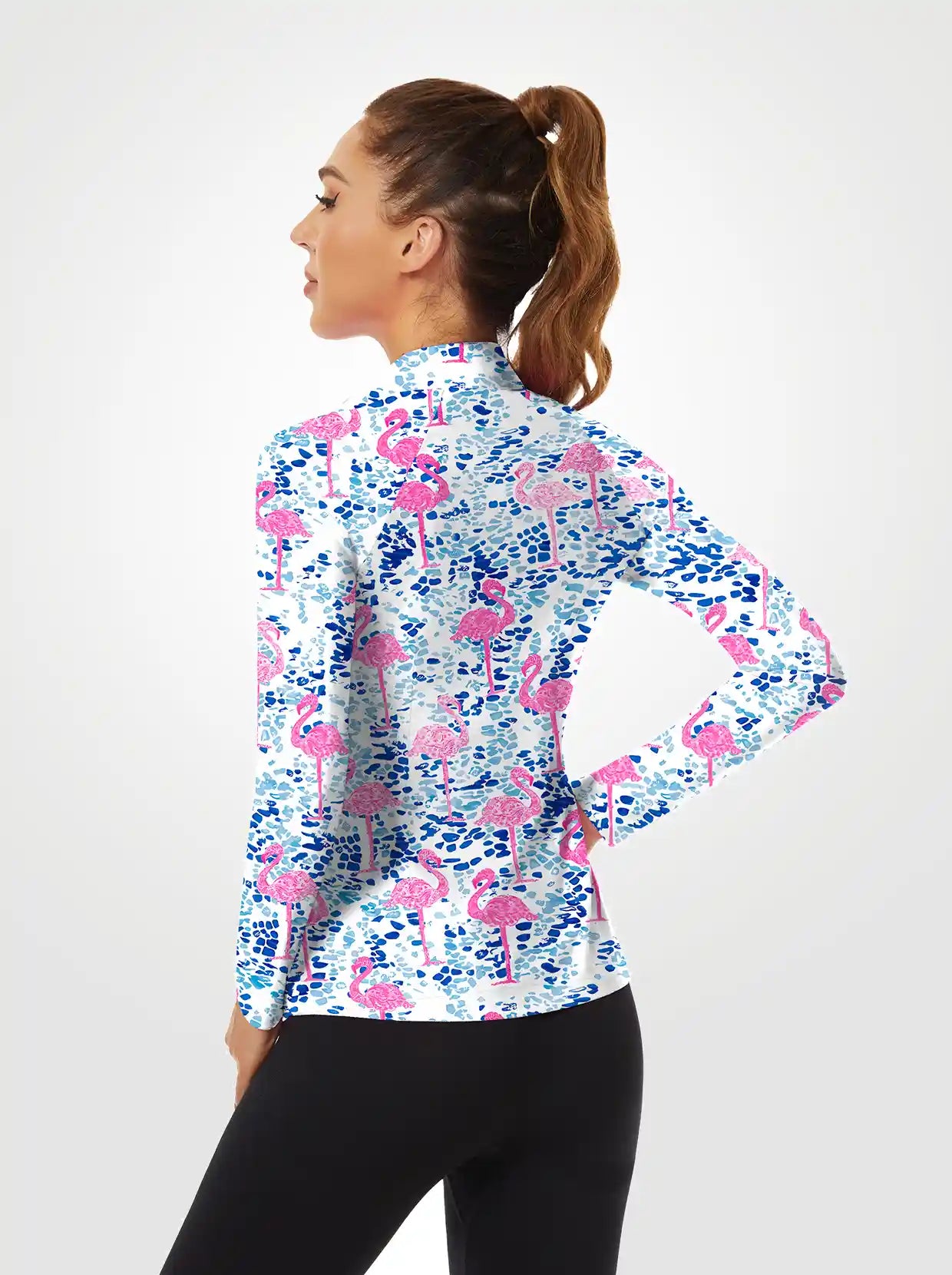 Flamingo Quarter-Zip Long Sleeve Shirt for Women