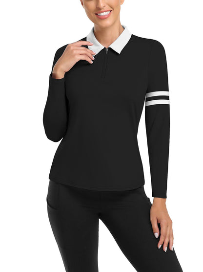 Coconut Tree V-Neck Long-sleeve Golf Shirt for Women