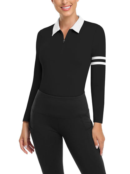 Coconut Tree V-Neck Long-sleeve Golf Shirt for Women