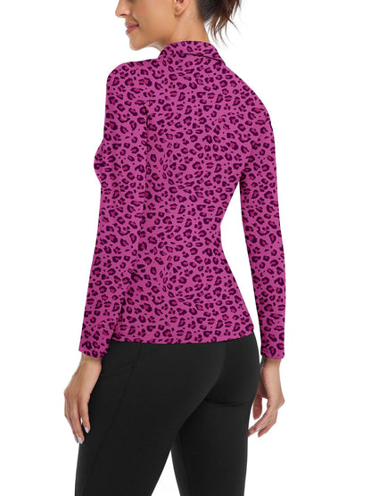 Rose Red V-Neck Long-sleeve Fleece Top for Women