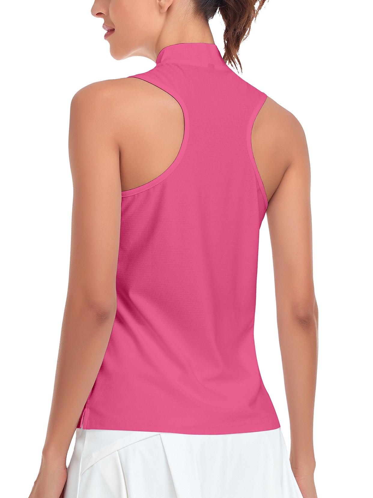 Pink Racerback Quarterzip Athletic Top For Ladies