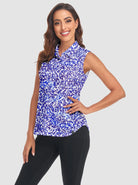Button-Down Sleeveless Golf Shirt For Women