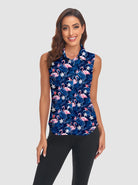 Flamingo Button-down Golf Polo Shirt For Women