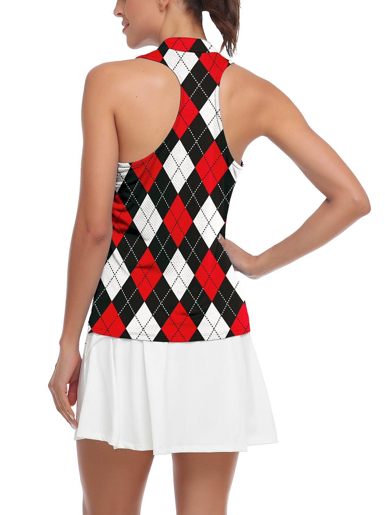 Red and Black Checkerboard V-neck Racerback Top