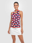 White Star V-neck Racerback Sleeveless Shirt For Women