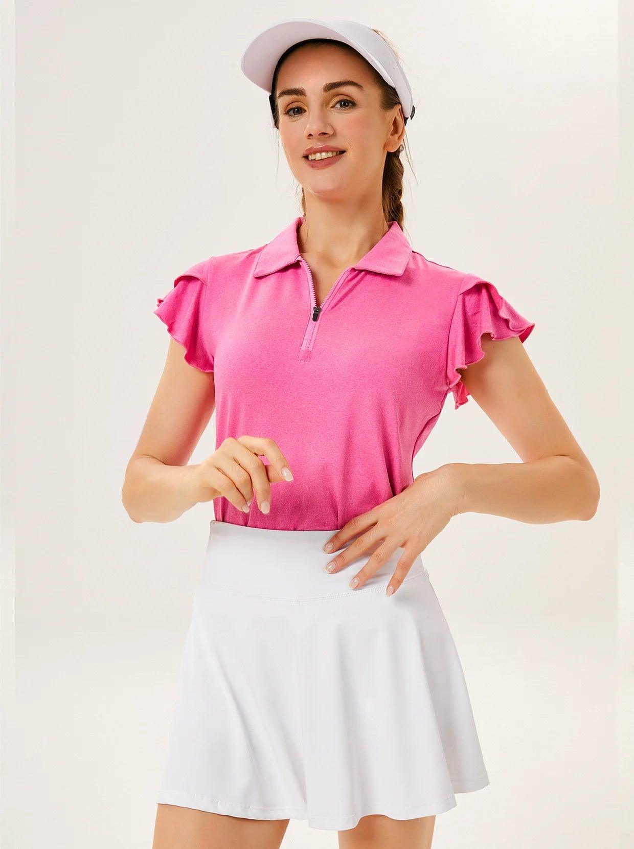 Yarn Pink Short-sleeve Golf Shirt for Women