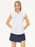 Button-Placket Ruffled Sleeveless Polo Shirt