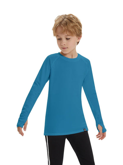 Youth Kids Unisex Thermal -☀️SO® Light Blue Compression Shirt Long Sleeve Fleece Lined Base Layer Football Athletic Undershirt Cold Gear