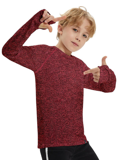 Youth Kids Unisex Thermal -☀️SO® Red Compression Shirt Long Sleeve Fleece Lined Base Layer Football Athletic Undershirt Cold Gear