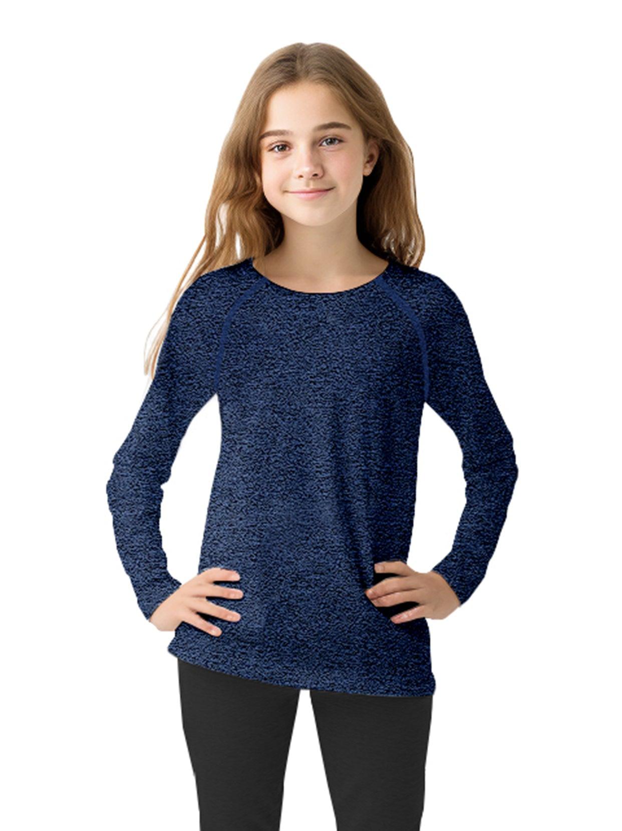 Youth Kids Unisex Thermal -☀️SO® Blue Compression Shirt Long Sleeve Fleece Lined Base Layer Football Athletic Undershirt Cold Gear