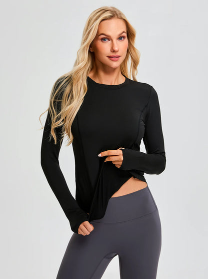 Women's Long-sleeve Fleece Top with Thumb holes