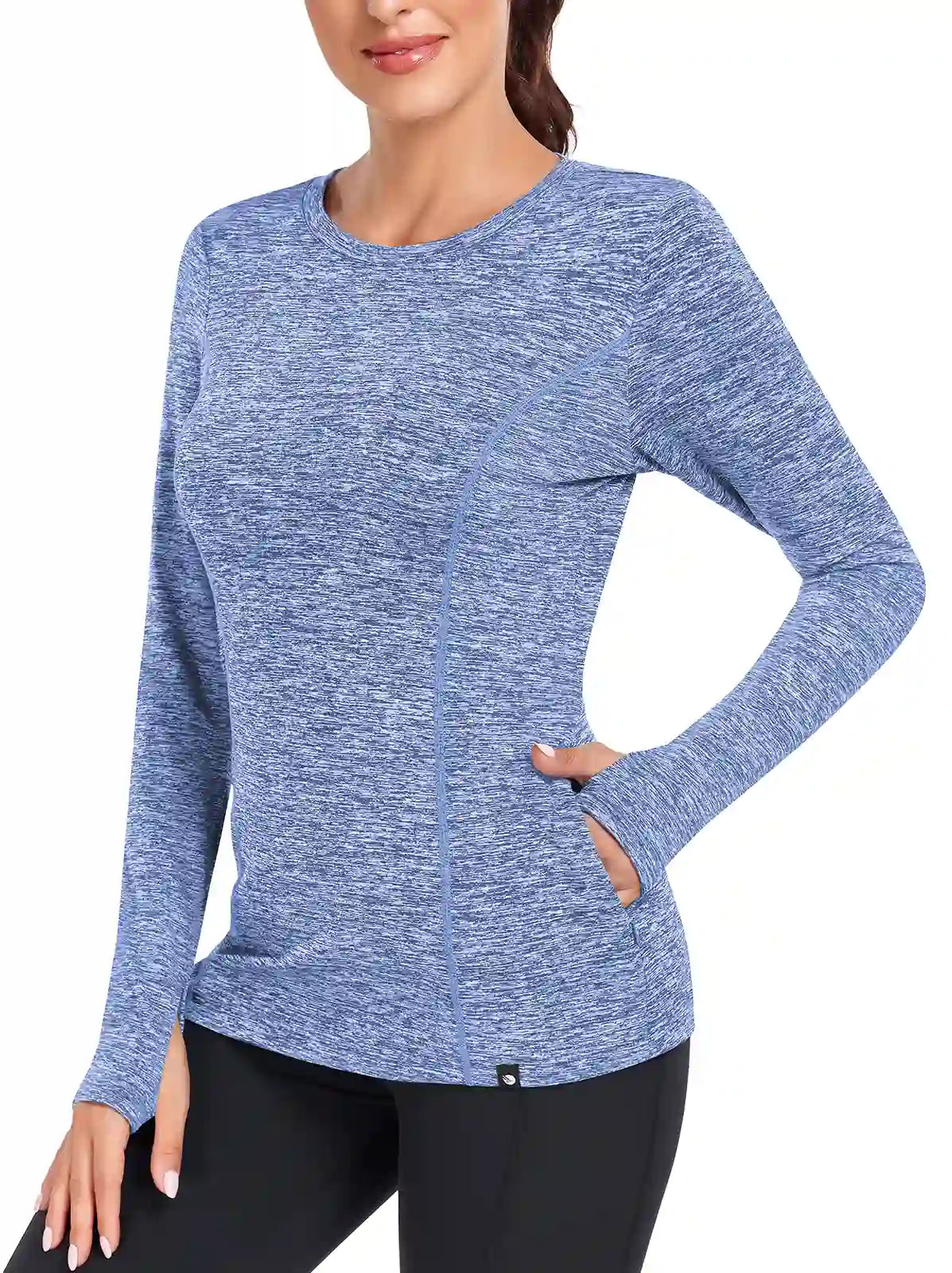 Women's Thermal Pullover Long-sleeve Top with Two Hidden Pockets