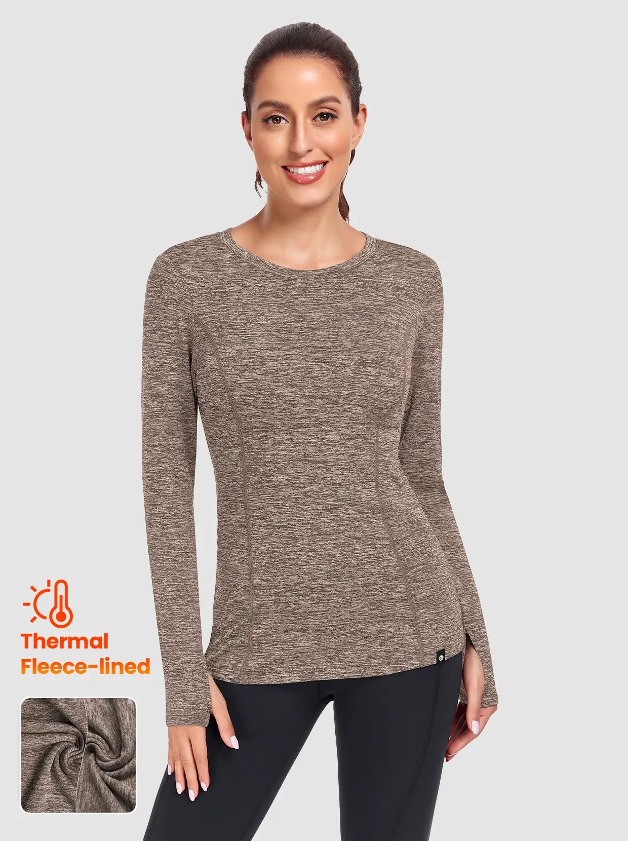 Thermal Pullover Long-sleeve Top with Two Hidden Pockets