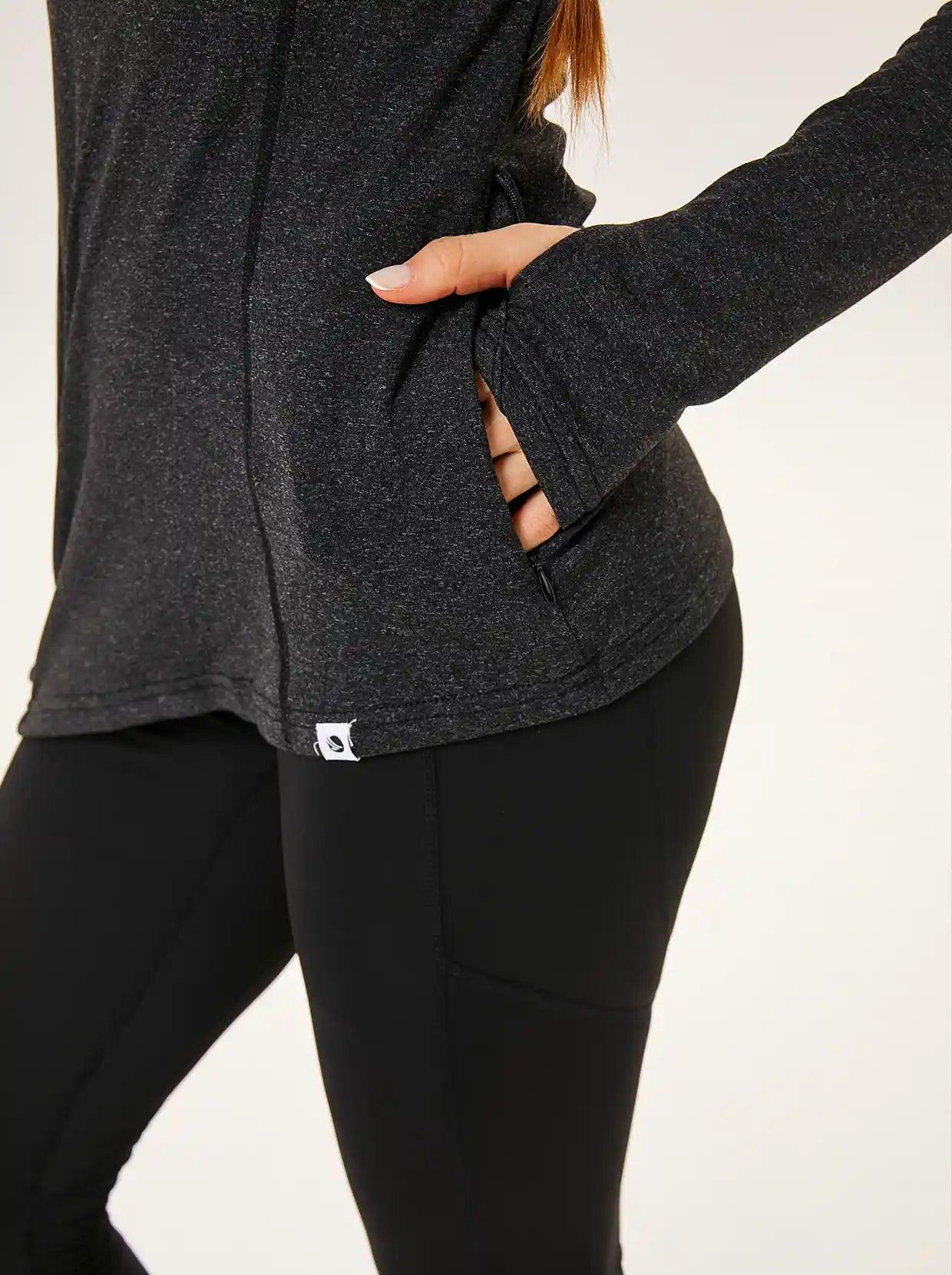 Crew-neck Long-sleeve Fleece Tops for Women