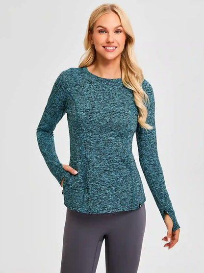 Women's Thermal Pullover Long-sleeve Top with Two Hidden Pockets