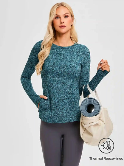 Women's Long-sleeve Fleece Top with Thumb holes