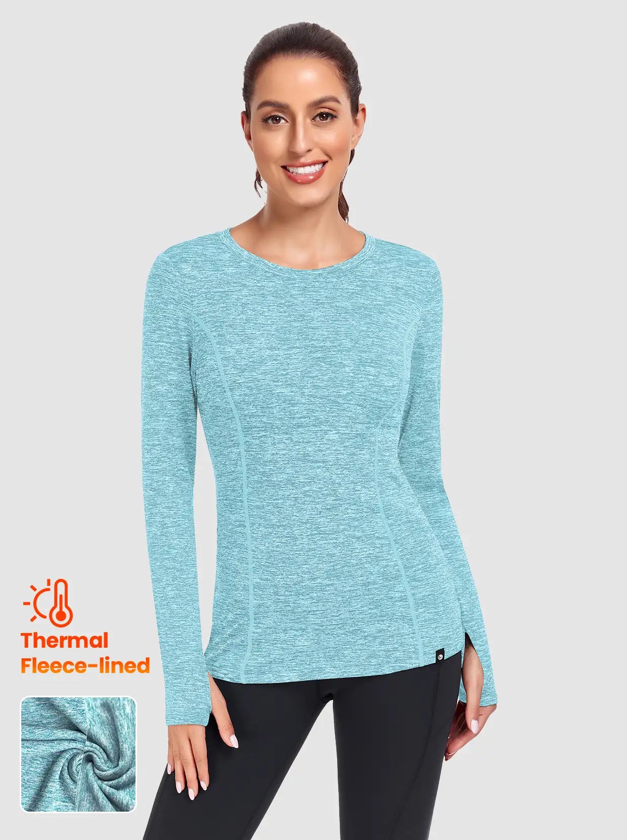 Crew-neck Long-sleeve Fleece Tops