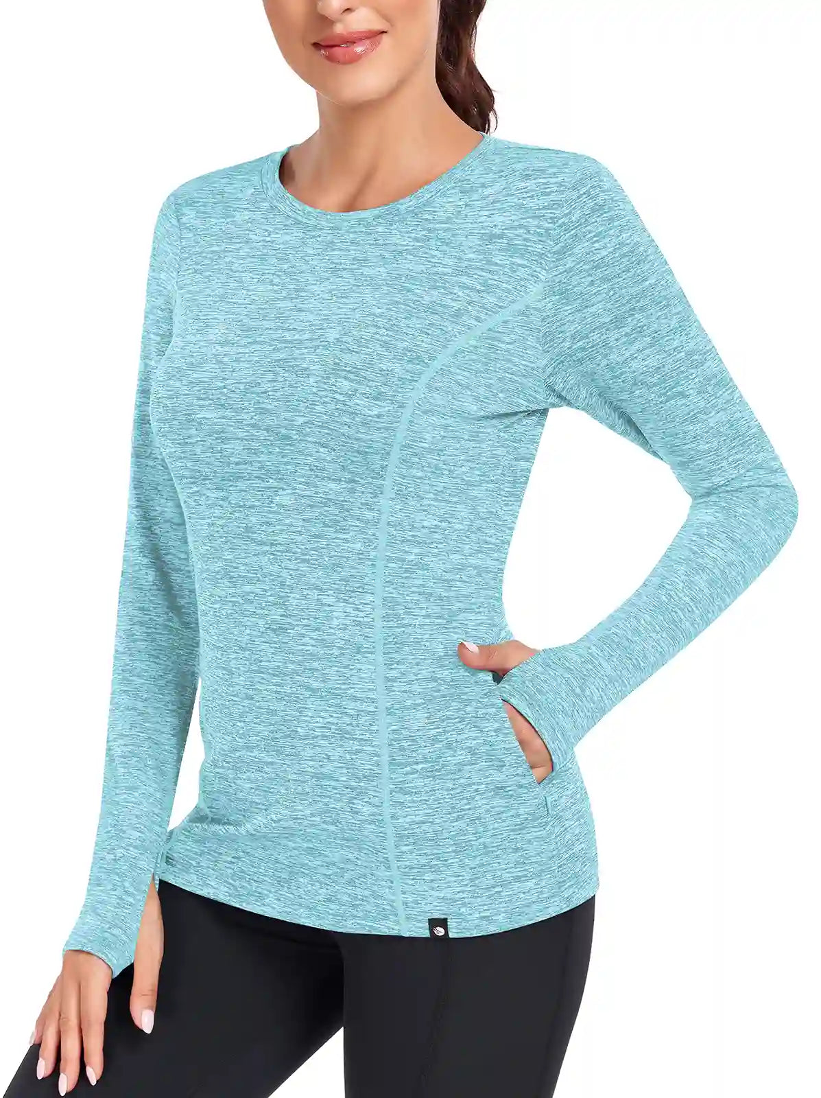 Crew-neck Long-sleeve Fleece Tops for Women