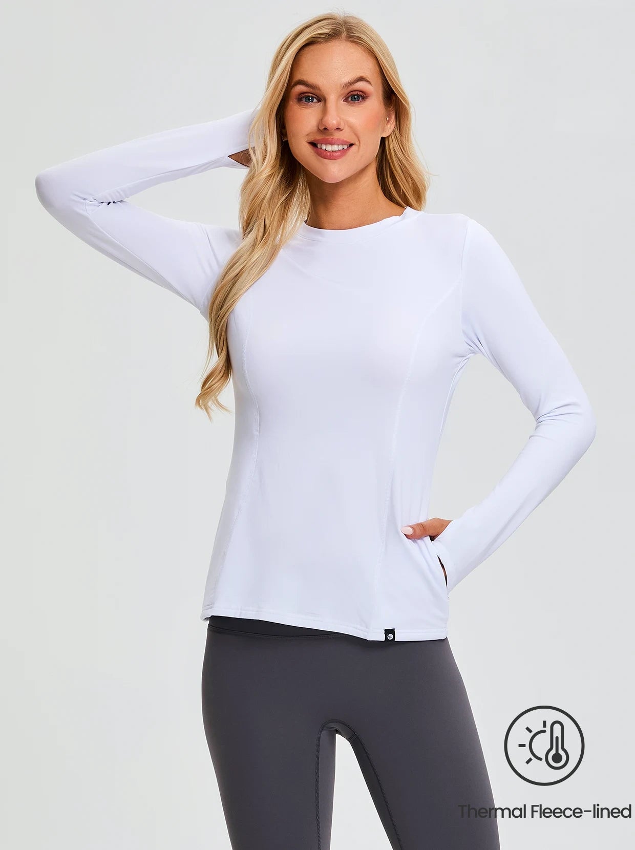 Women's Long-sleeve Fleece Top with Thumb holes