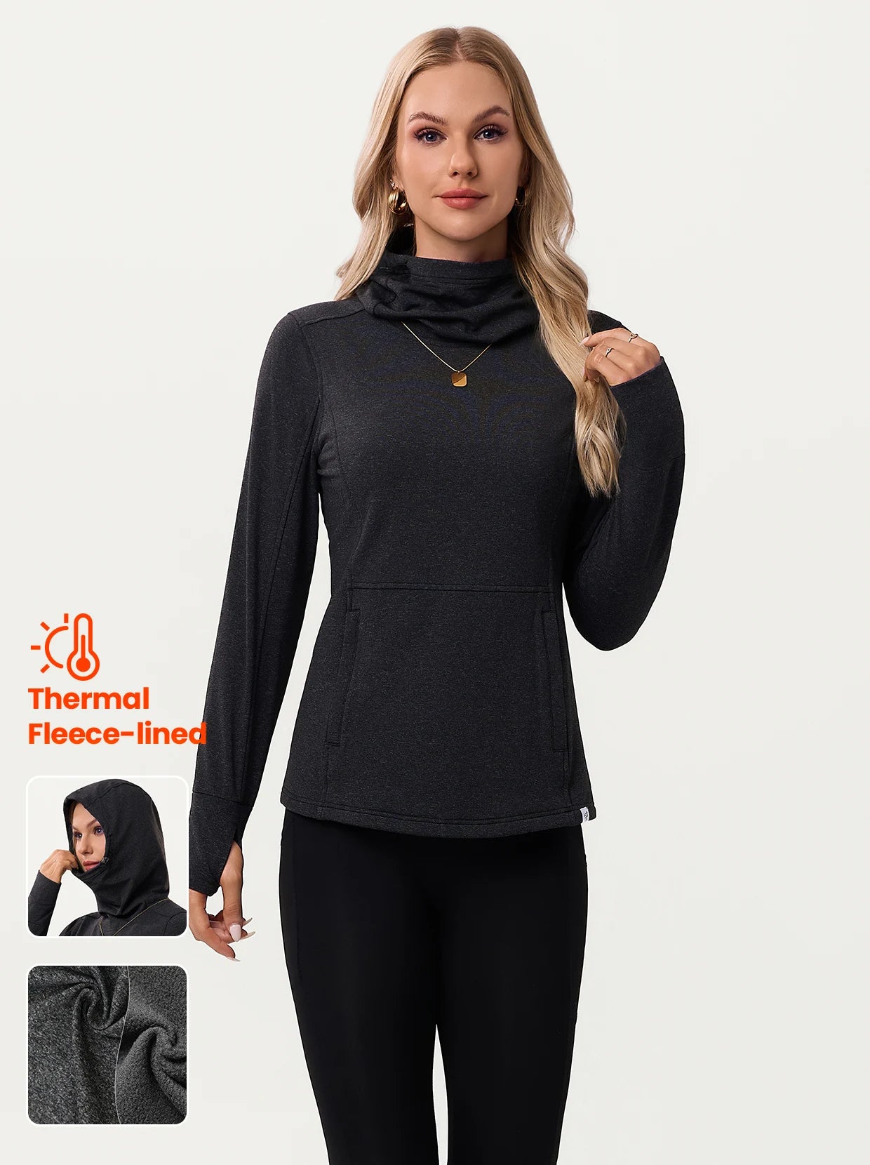 Ladies Pullover Long-sleeve Thermal Top With Thumb Holes