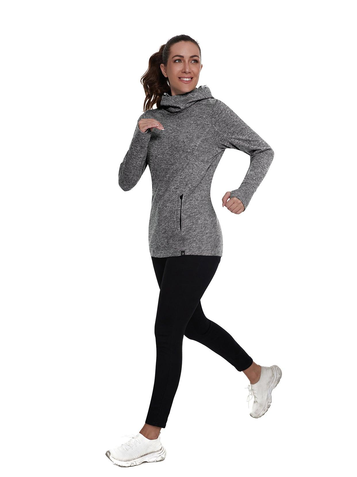 Ladies Hoodies Long-sleeve Thermal Top With Thumb Holes