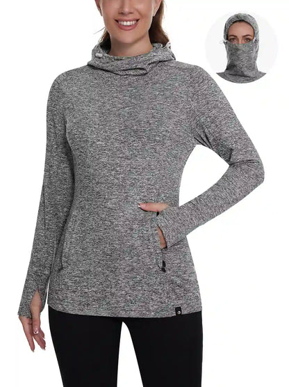 Ladies Hoodies Long-sleeve Thermal Top With Thumb Holes