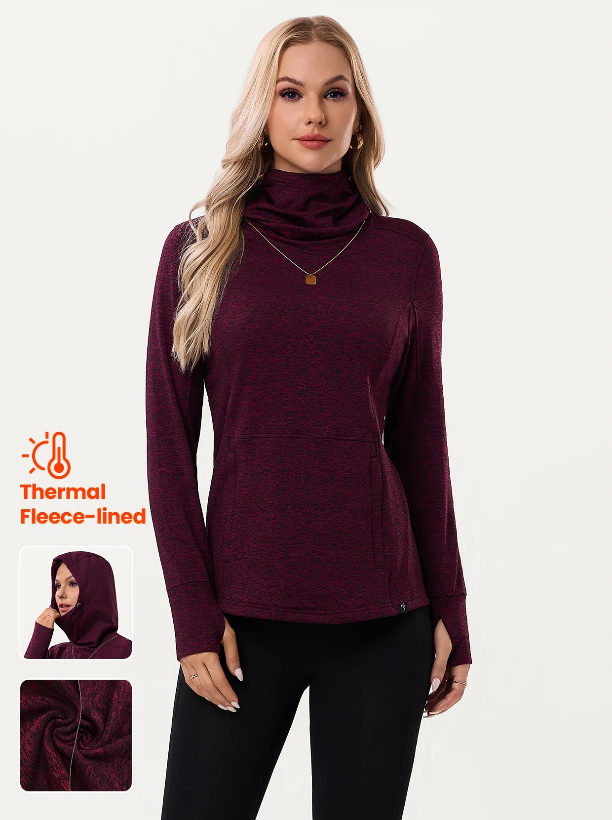 Ladies Pullover Long-sleeve Thermal Top With Thumb Holes