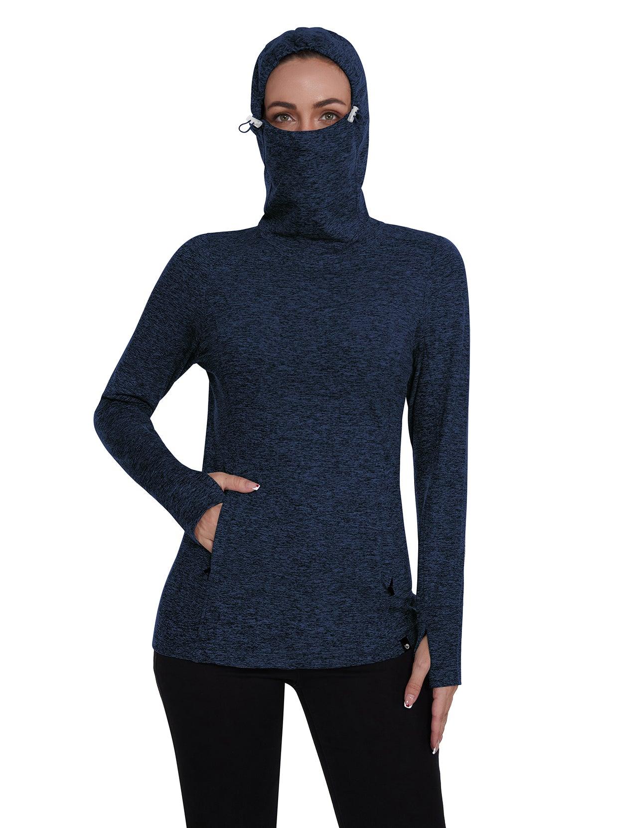 Women's Thermal-🌞SO® Blue Fleece Running Pullover Winter Outdoor Thermal Sweatshirts Cold Weather Ski Hiking Shirts With Thumb Holes