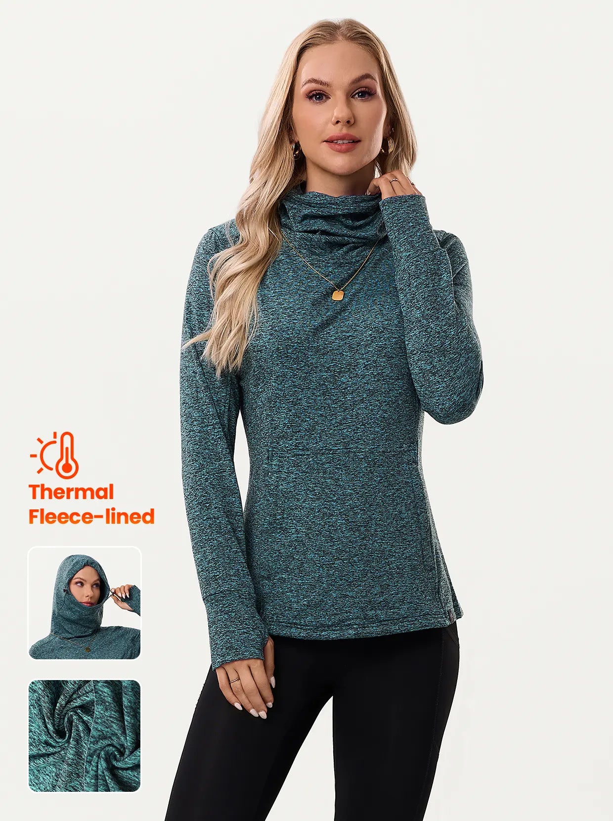 Ladies Pullover Long-sleeve Thermal Top With Thumb Holes
