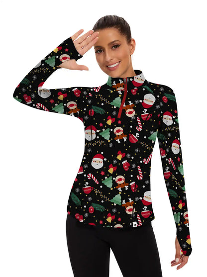 Christmas Reindeer  Long-sleeve Thermal Top for Women