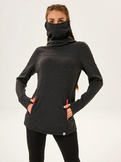 Black Thermal Hooded with Integrated Face Mask - Suitable for Cycling