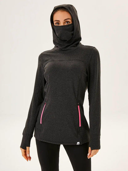 Black Thermal Hooded with Integrated Face Mask