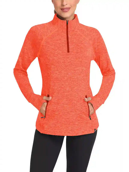 Women's Quarter-zip Fleece Top with thumb holes