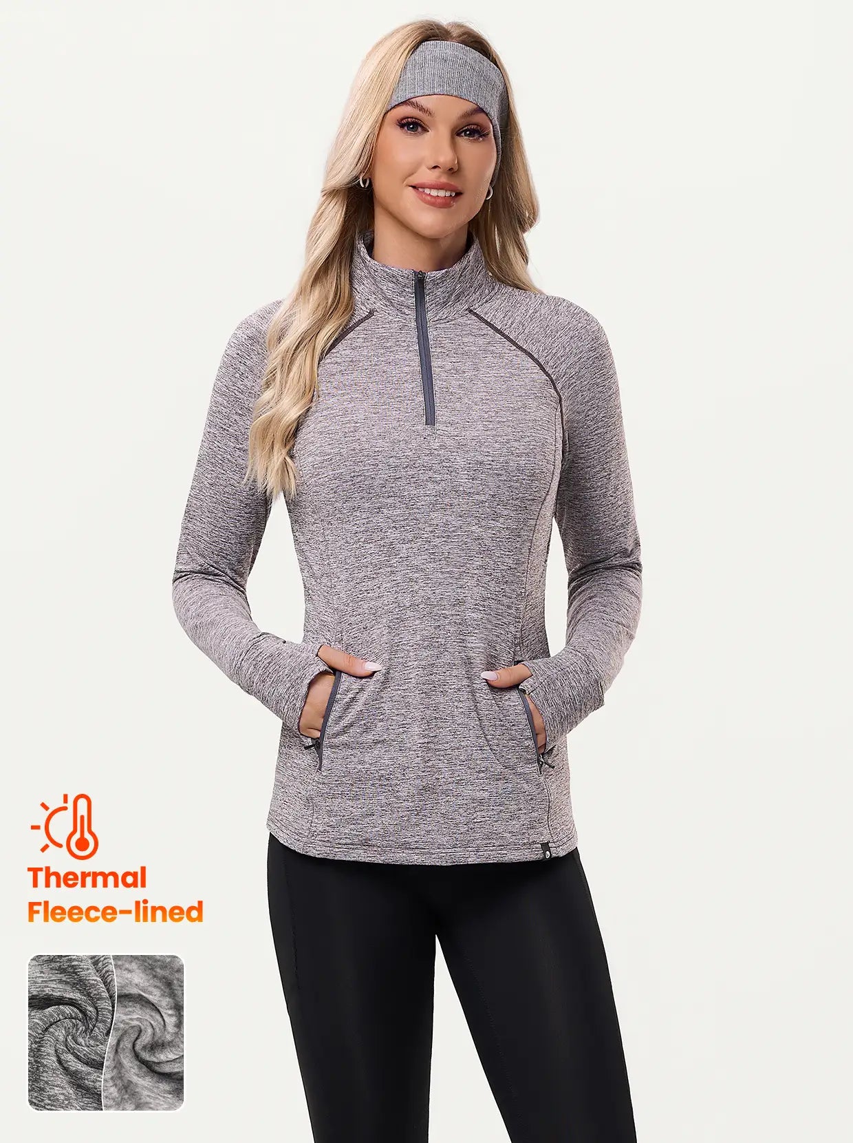 Quarter-zip long-sleeve Thermal Top for Women